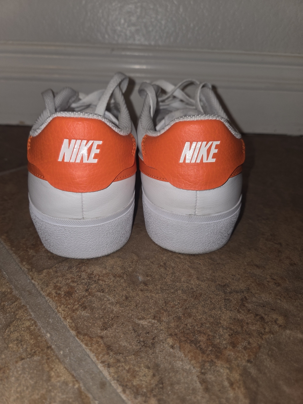 Nike Court Legacy Sneakers White Orange Low Top Lace Up Casual Shoes Unisex - Picture 6 of 11